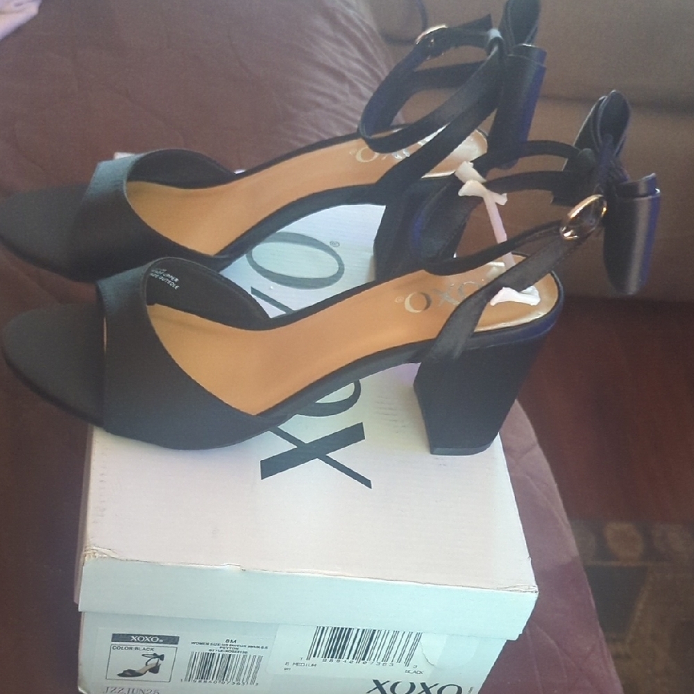 Peyton Black Bow Block Heel Sandals - Picture 4 of 10